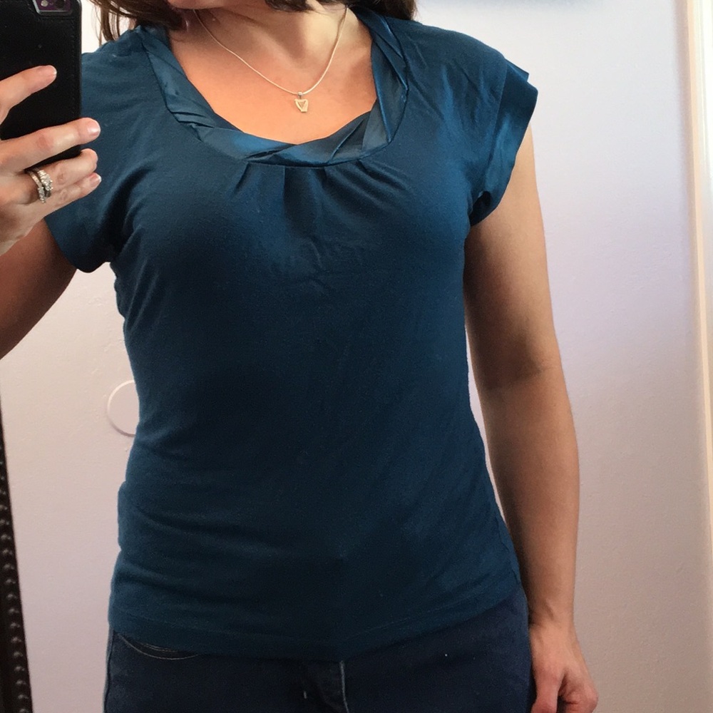 The Limited dark teal top with embellished collar